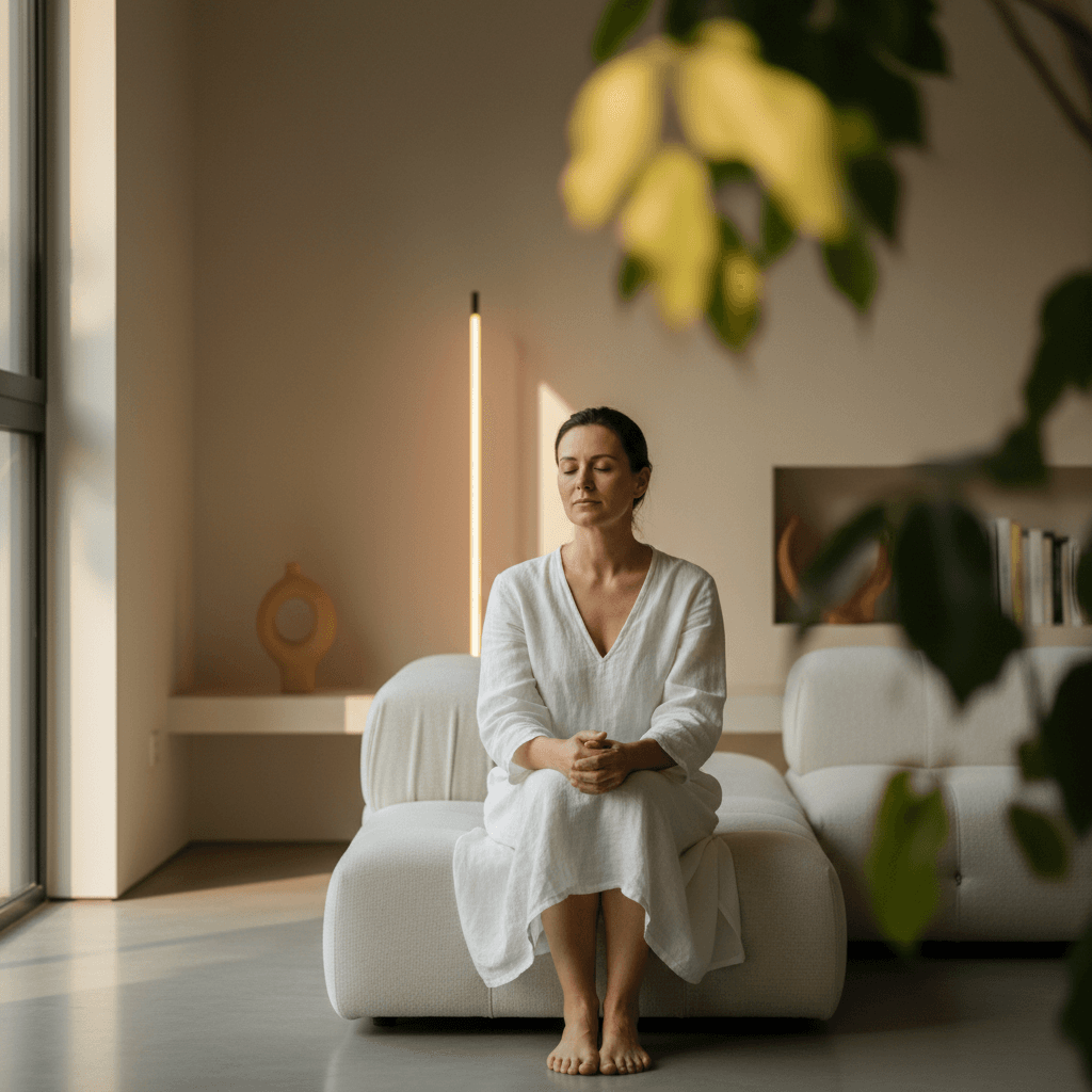 Individual in a centered, confident state of mind