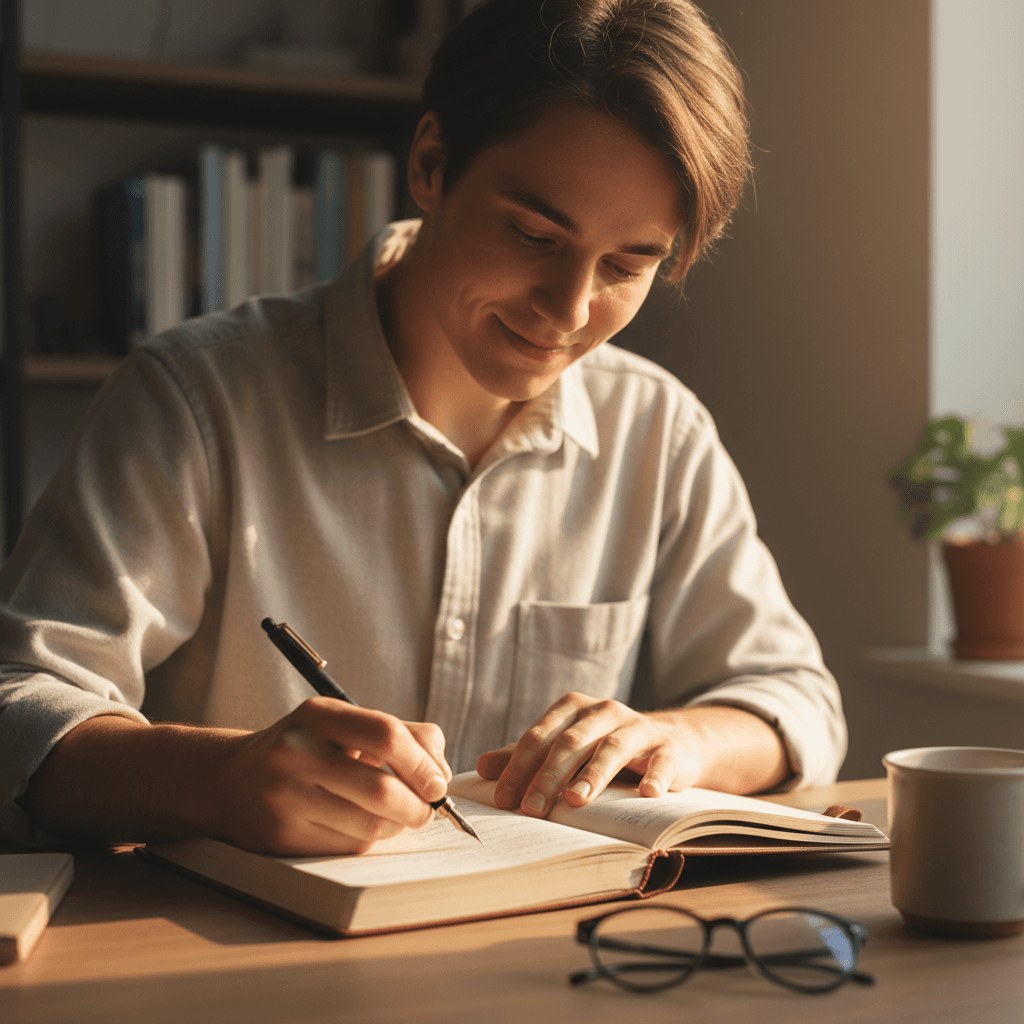 Client reflecting and tracking progress during coaching journey